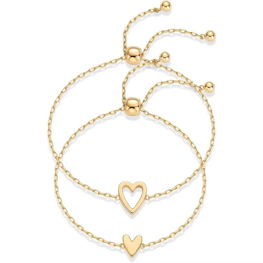 Amora Heart Solitaire Bracelet Duo