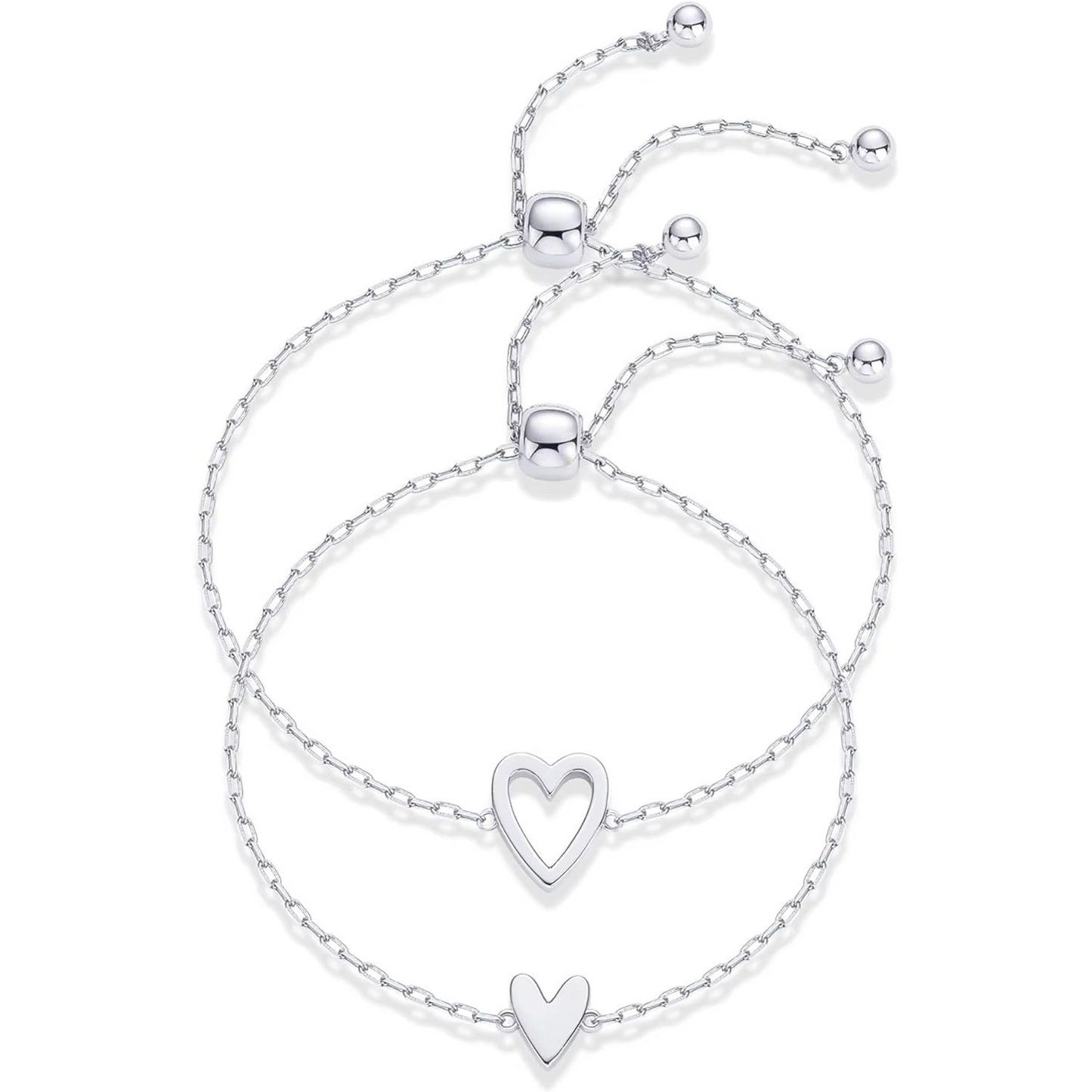 Amora Heart Solitaire Bracelet Duo